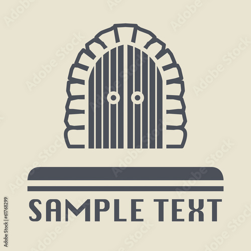 Castle gate icon or sign, vector illustration