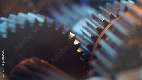 Gears with cogs in action. HD 1080p, Loop.