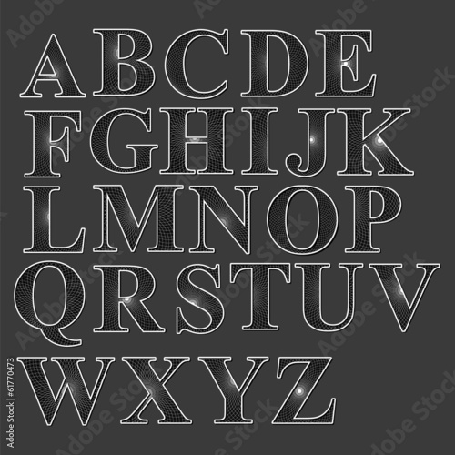 English alphabet letters with a pattern on a gray background?