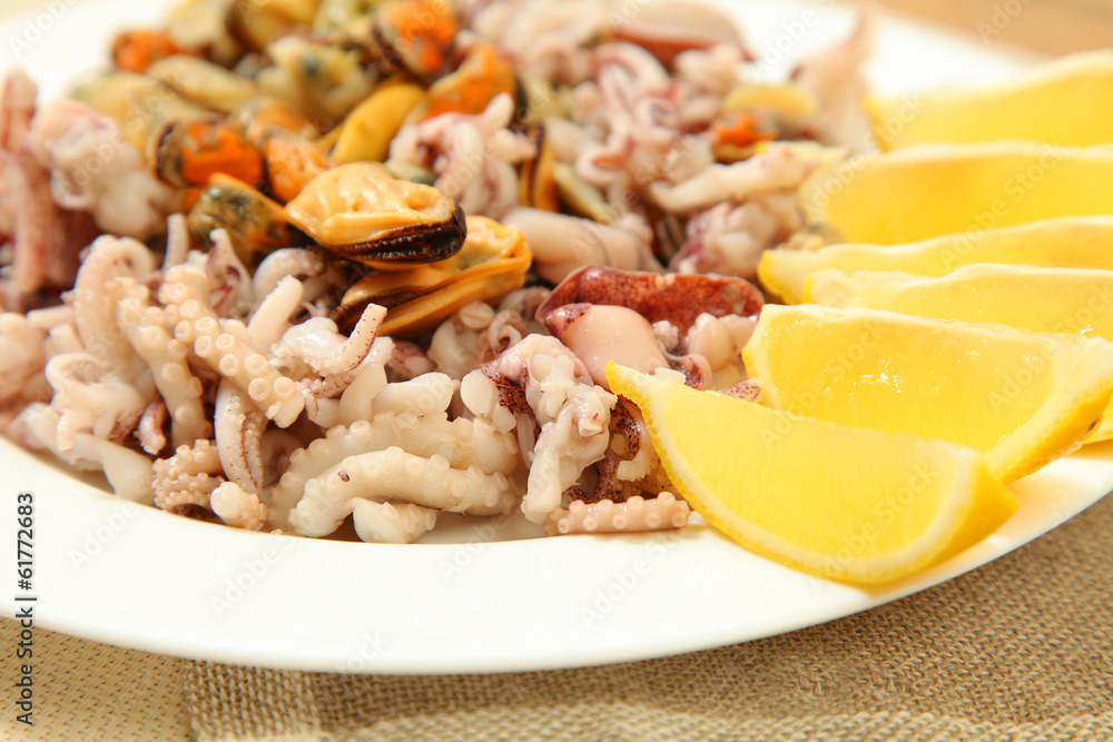 seafood on plate seafood on plate