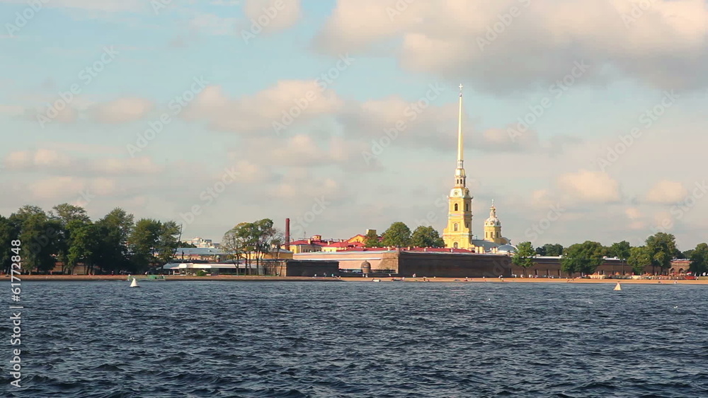 Peter and Paul Fortress in Saint-Petersburg, Neva river view, HD Peter and Paul Fortress in Saint-Petersburg, Neva river view, HD