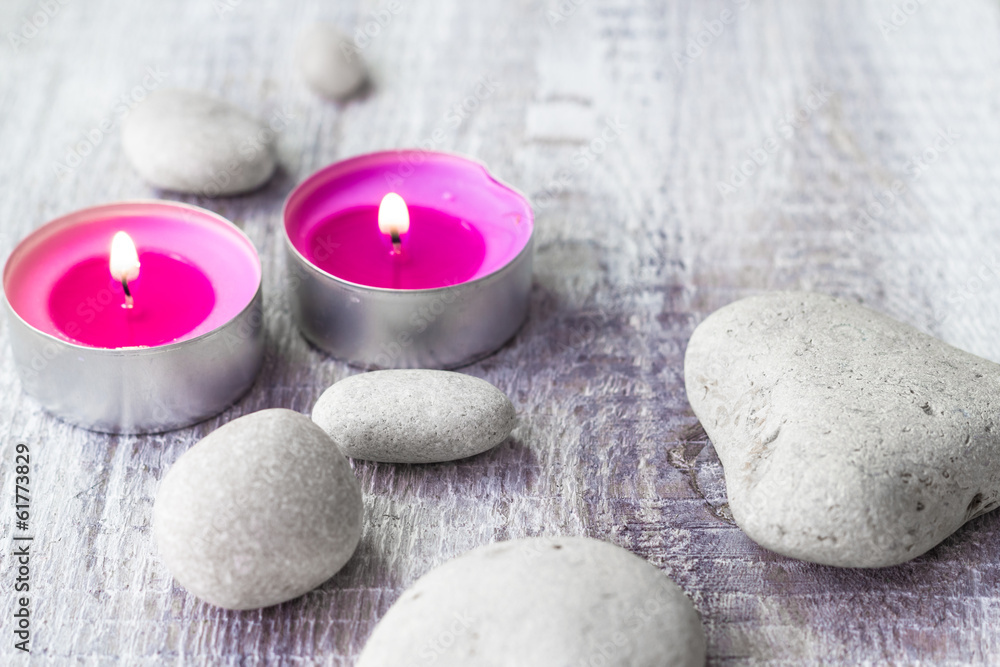 Spa concept stones aromatic candles Spa concept stones aromatic candles