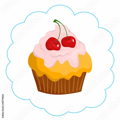 beautiful sweet cake on white background - vector illustration