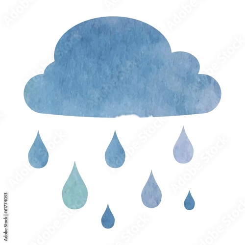 Naklejka na ścianę chmura z kroplami deszczu - ilustracji wektorowych w stylu przypominającym akwarele