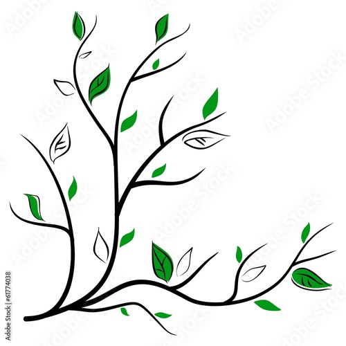 Vector spring branch with leaves