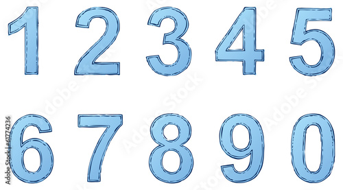 Vector font with freehand contour and shaded blue paint