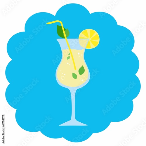 glass of lemonade or mojito, vector cocktail