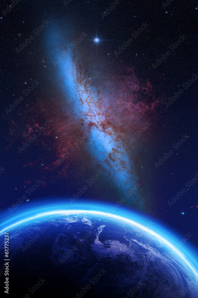 Obraz premium Planet Erde und Galaxie Nebula