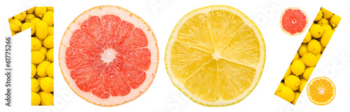 One Hundred Percent Concept Made Of Citrus Fruits