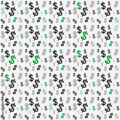 Seamless pattern of the symbols of dollar currency.