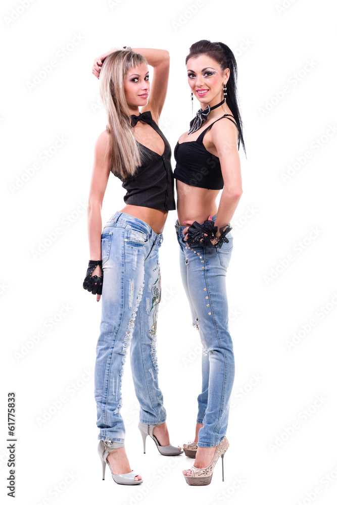 two sexy girls in jeans Stock Photo | Adobe Stock