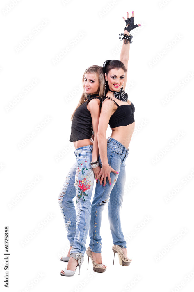 two sexy girls in jeans