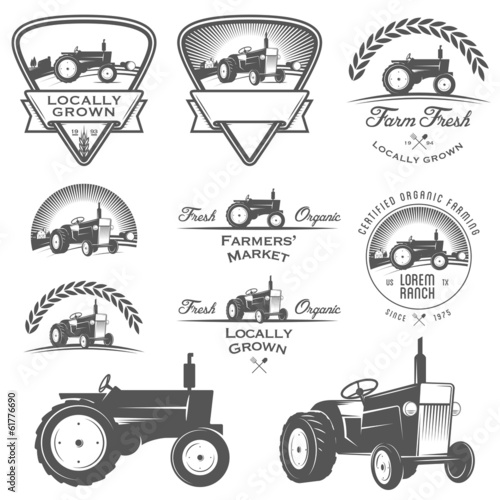 Set of retro farm fresh labels, badges and design elements