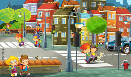 Cartoon city - illustration for the children