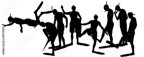 Vector silhouette of a diver.