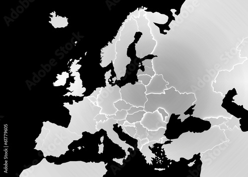 3D Europakarte grau / schwarz