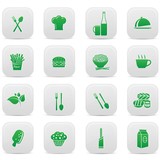 Food buttons,Green version,on white background