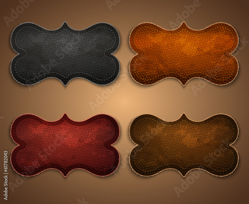 Set of colored leather labels