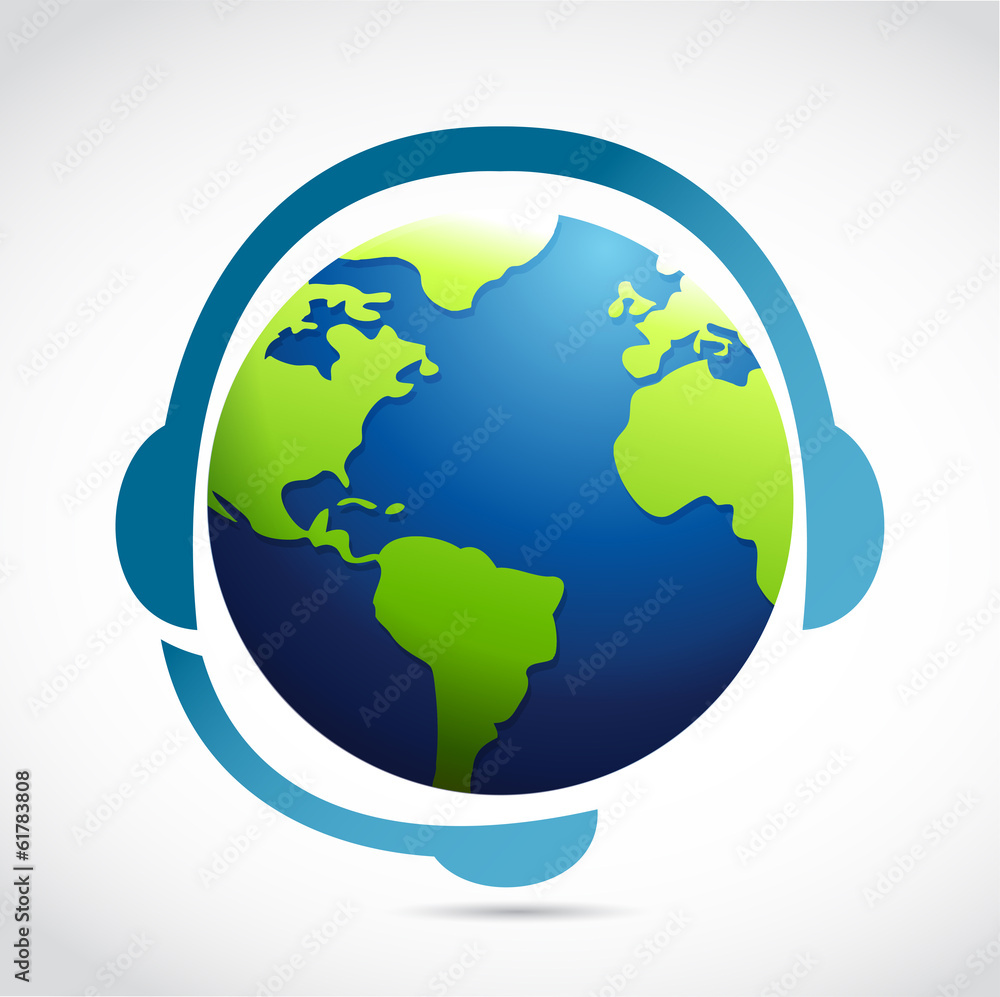 globe with headphones illustration design