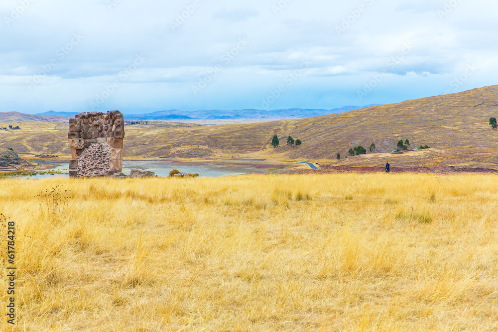 Funerary towers in Sillustani, Peru,South America Funerary towers in Sillustani, Peru,South America