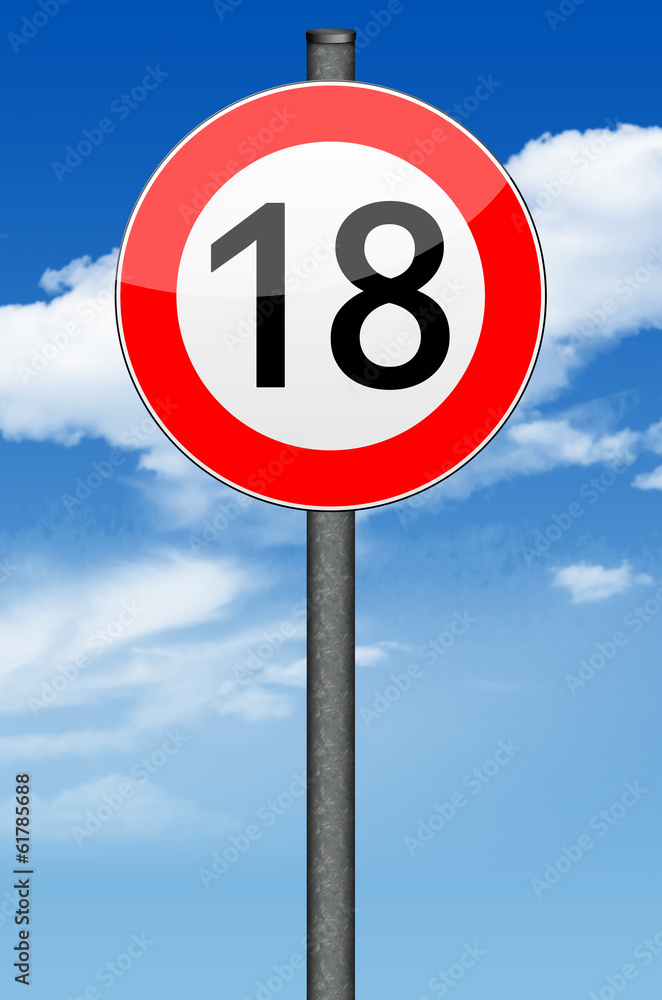 Verkehrszeichen, 18, mit Hintergrund