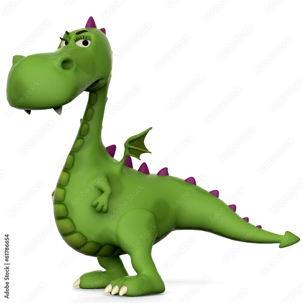 Fototapeta premium green baby dinosaur suspicius walk