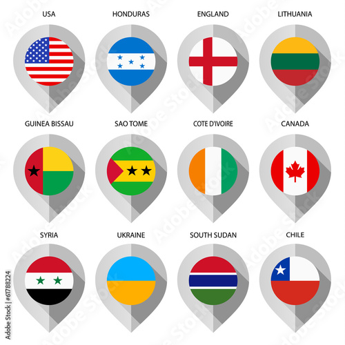 Free Download Marker from paper with flag for map - set eighth - GFXLoad