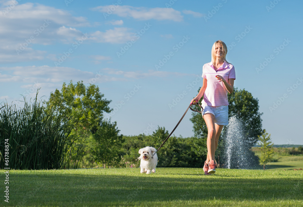 girl and dog