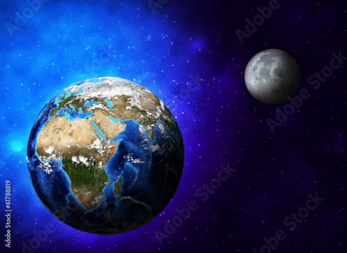 Fototapeta Naklejka Na Ścianę i Meble -  Earth planet and moon