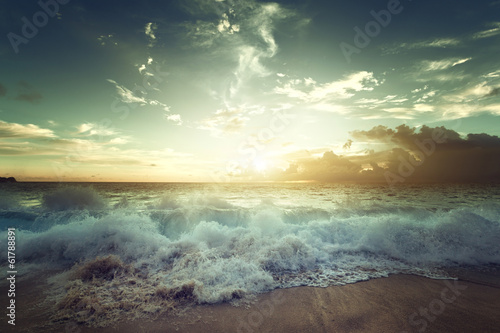 sunset on Seychelles beach