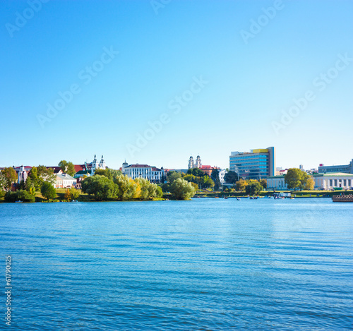 Minsk Historical Center View with Svisloch River