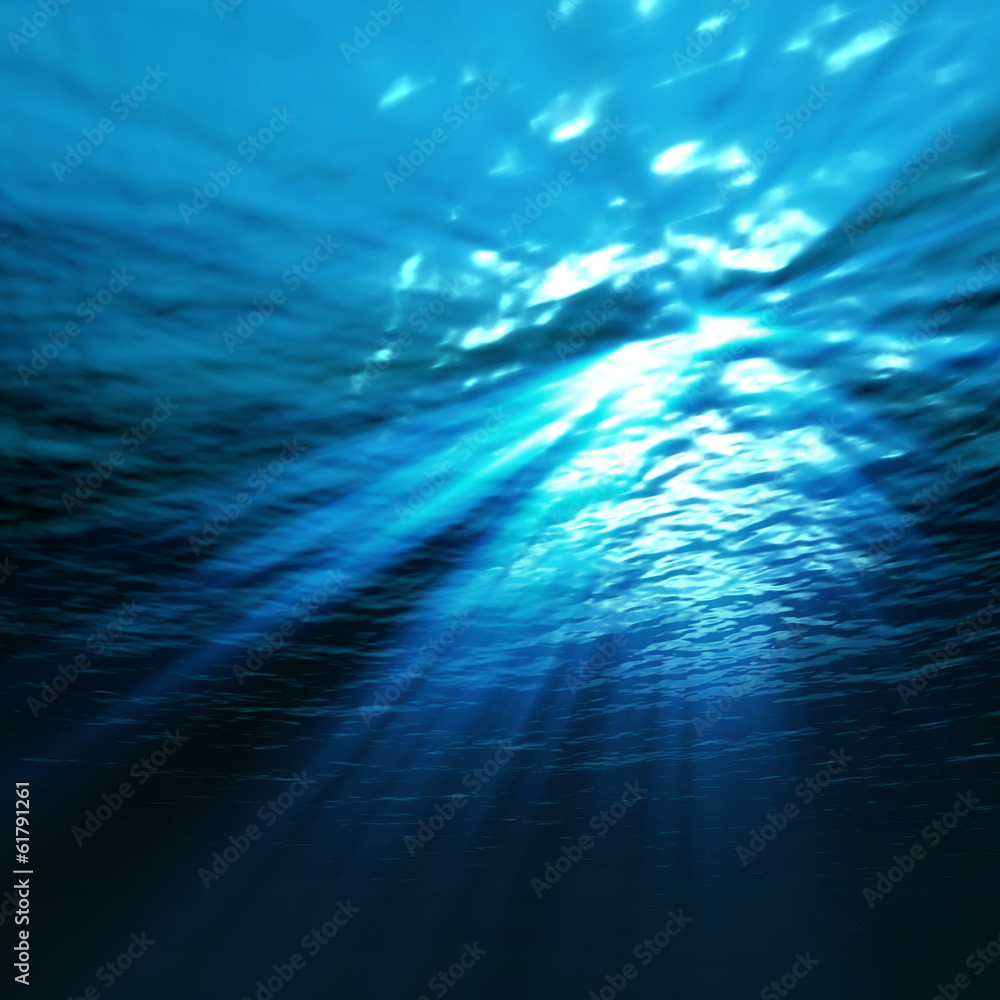 Naklejka premium underwater light - view with sunbeam