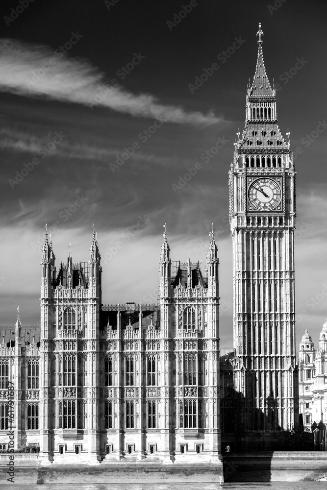 Naklejka premium Big Ben, House of Parliament i Westminster Bridge