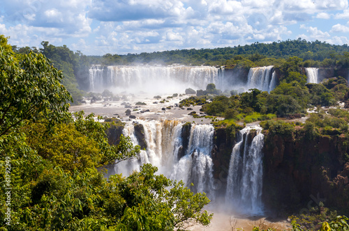 Awesome Panorama view of Iguassu Falls, waterfall in Brazil