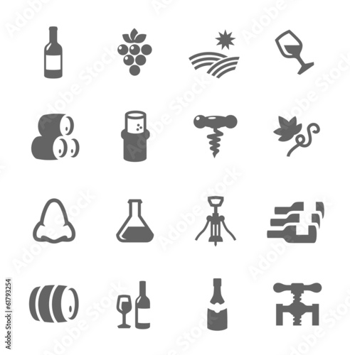 Simple Icon set related to Wine Production
