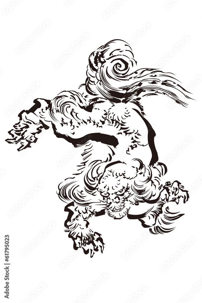 Fototapeta premium 葛飾北斎 日新除魔 獅子のイメージイラスト