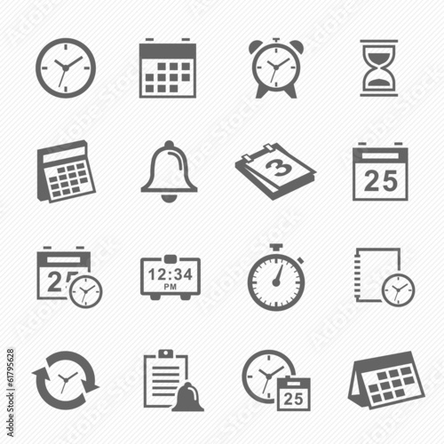 Time and Schedule stroke symbol icons set
