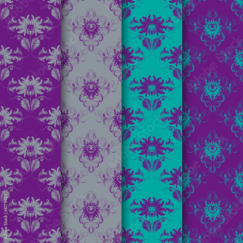 Set of seamless damask ornament.