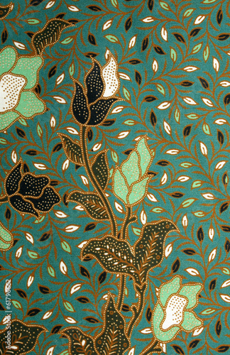 Fabric with floral batik pattern