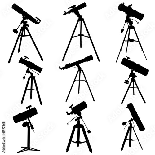 Vector silhouettes of telescopes.