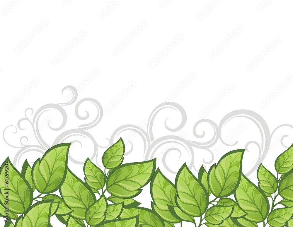 Summer card with green leaves