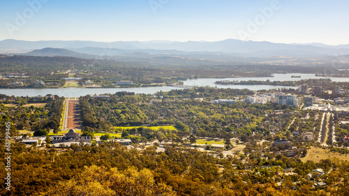 Aerial view over Canberra