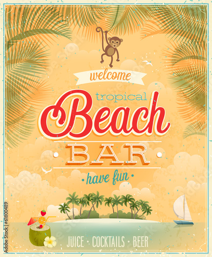 Vintage Beach Bar poster.