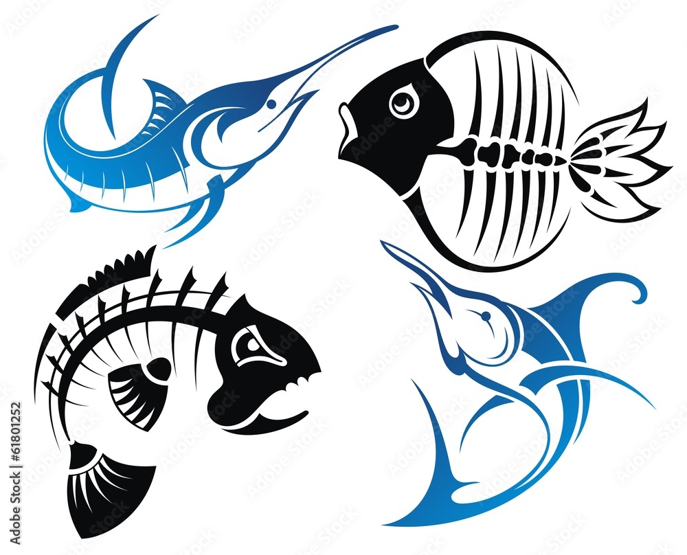Fototapeta premium Set of vector fish