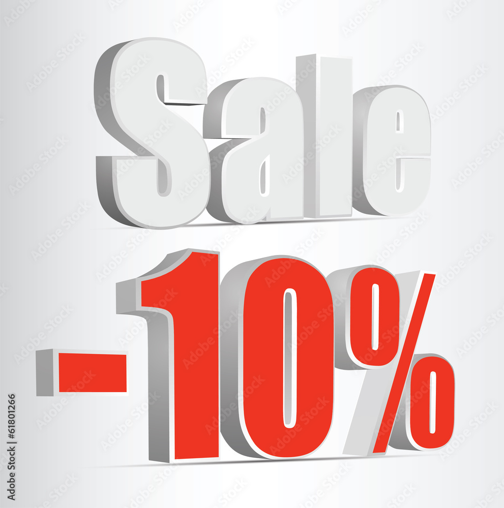 Vector 3D rendering of a 10 percent. Vector. red Vector 3D rendering of a 10 percent. Vector. red