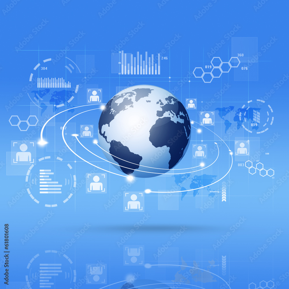 Digita Communicationl Interface Blue Background Digita Communicationl Interface Blue Background