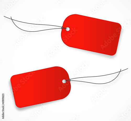 Etiquette rouge coins arrondis