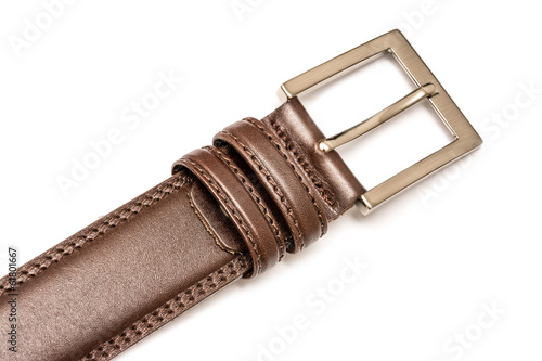 Brown Leather Belt Isolated On White