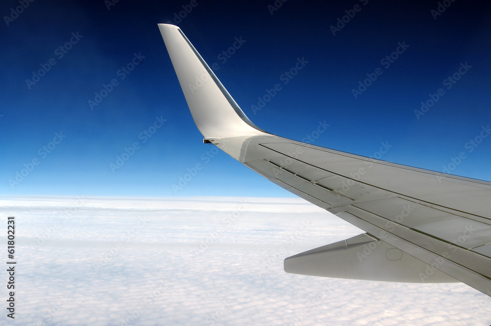 Obraz premium Wing of airplane from window