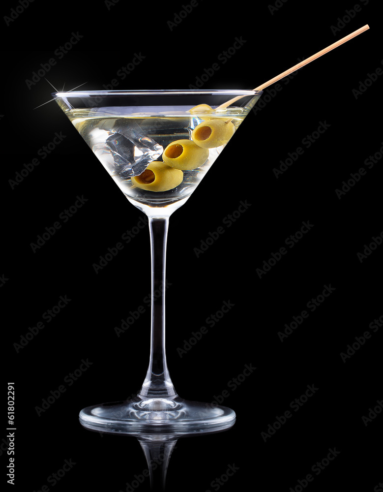 Cocktail martini on a black